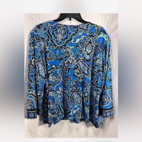 Joan Rivers Perfect Paisley knit open front jacket with 3/4 sleeves - Picture 9 of 9